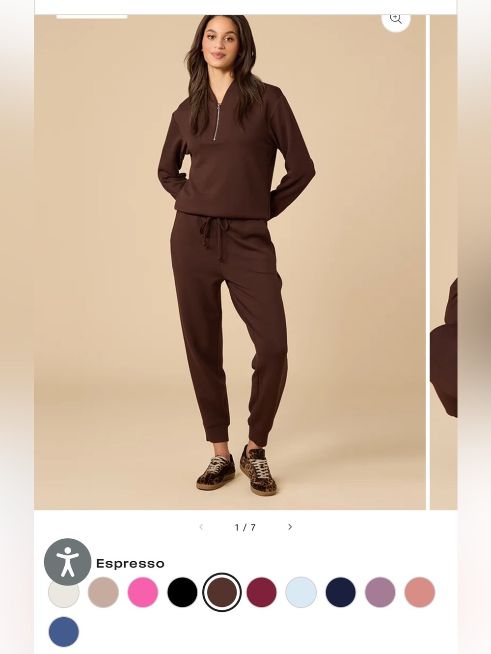 Nwt Softies  DreamTech ¼ Zip Jogger Set  espresso